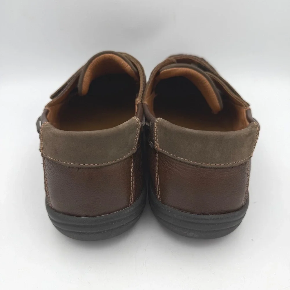 Cosyfeet Mens Brown Leather Wide Fit Boat Shoes Hook Loop Loafers Size 7.5